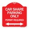 Signmission Car Share Parking Permit Required W/ Bidirectional Arrow Heavy-Gauge Alum, 18" x 18", RW-1818-24288 A-DES-RW-1818-24288 - alternate 1
